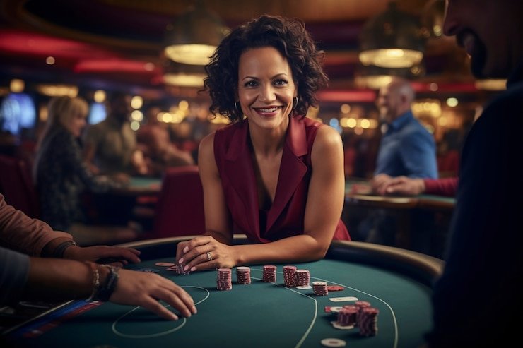 Multi-camera view of Texas Hold'em Bonus dealer studio
